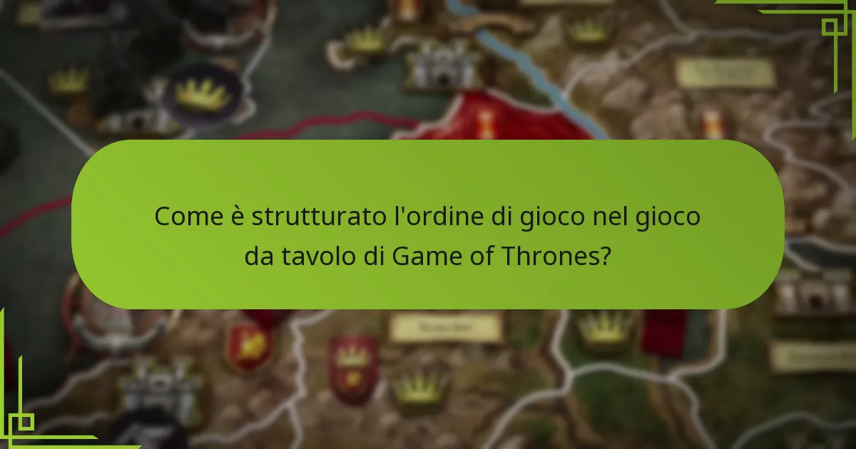 Come è strutturato l’ordine di gioco nel gioco da tavolo di Game of Thrones?