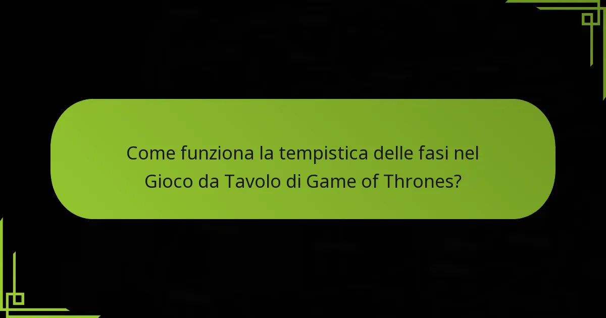 Come funziona la tempistica delle fasi nel Gioco da Tavolo di Game of Thrones?
