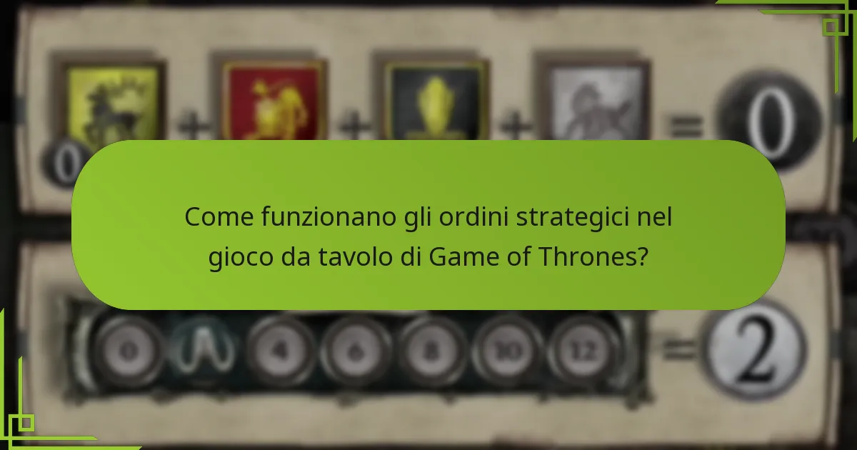 Come funzionano gli ordini strategici nel gioco da tavolo di Game of Thrones?